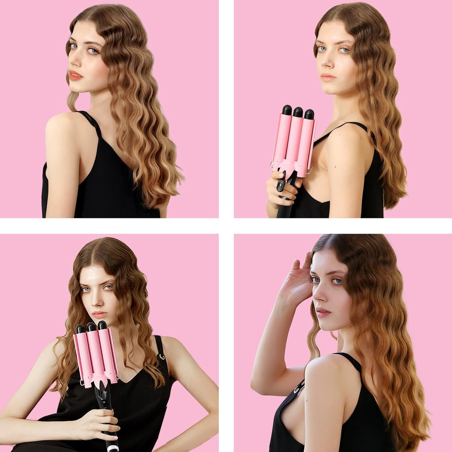RoyaleGlow 3 Barrel Curling Iron Hair Waver for Effortless Curls