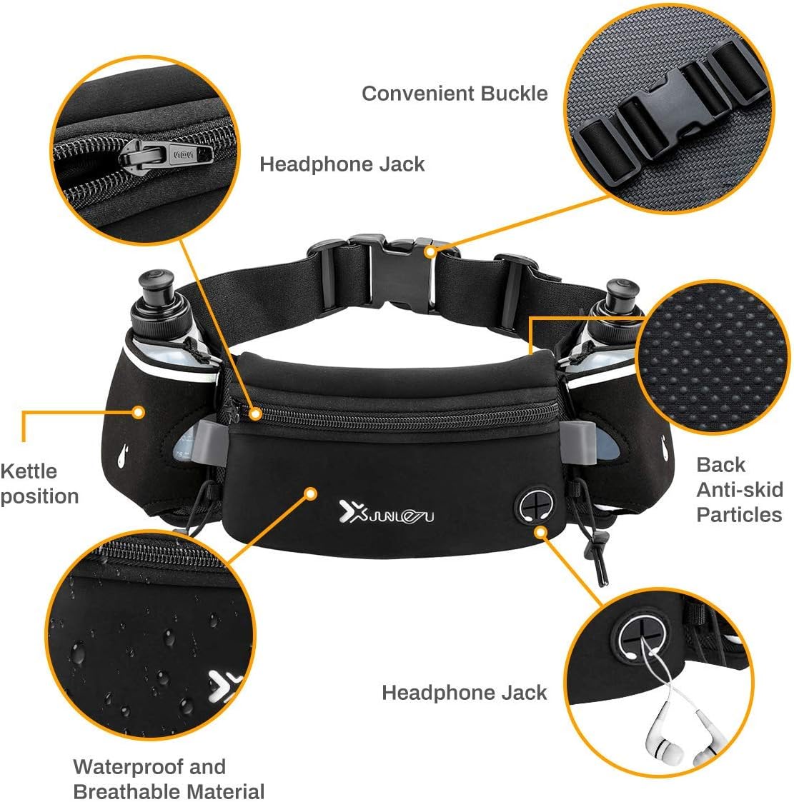 RoyaleGlow Running Hydration Waist Belt with Dual Bottle Holders