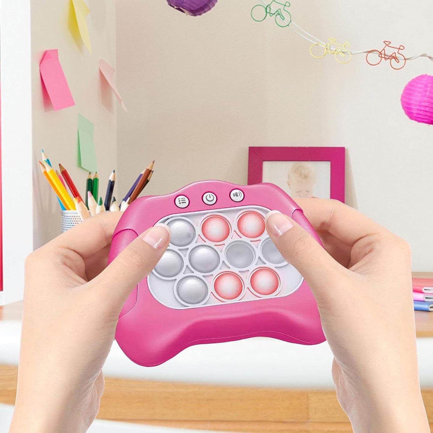 Rapid Pop Light Up Fidget Bubble Game Console – Portable Sensory Toy for Kids & Adults with 4 Game Modes, Stress Relief Bubble Popping Fun