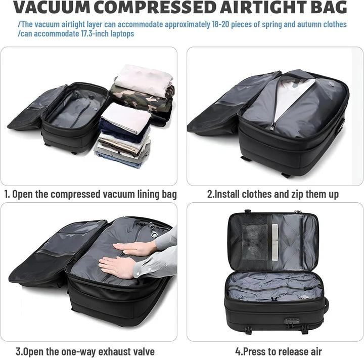 RoyaleGlow Airbak Compression Backpack - Built-in Vacuum System