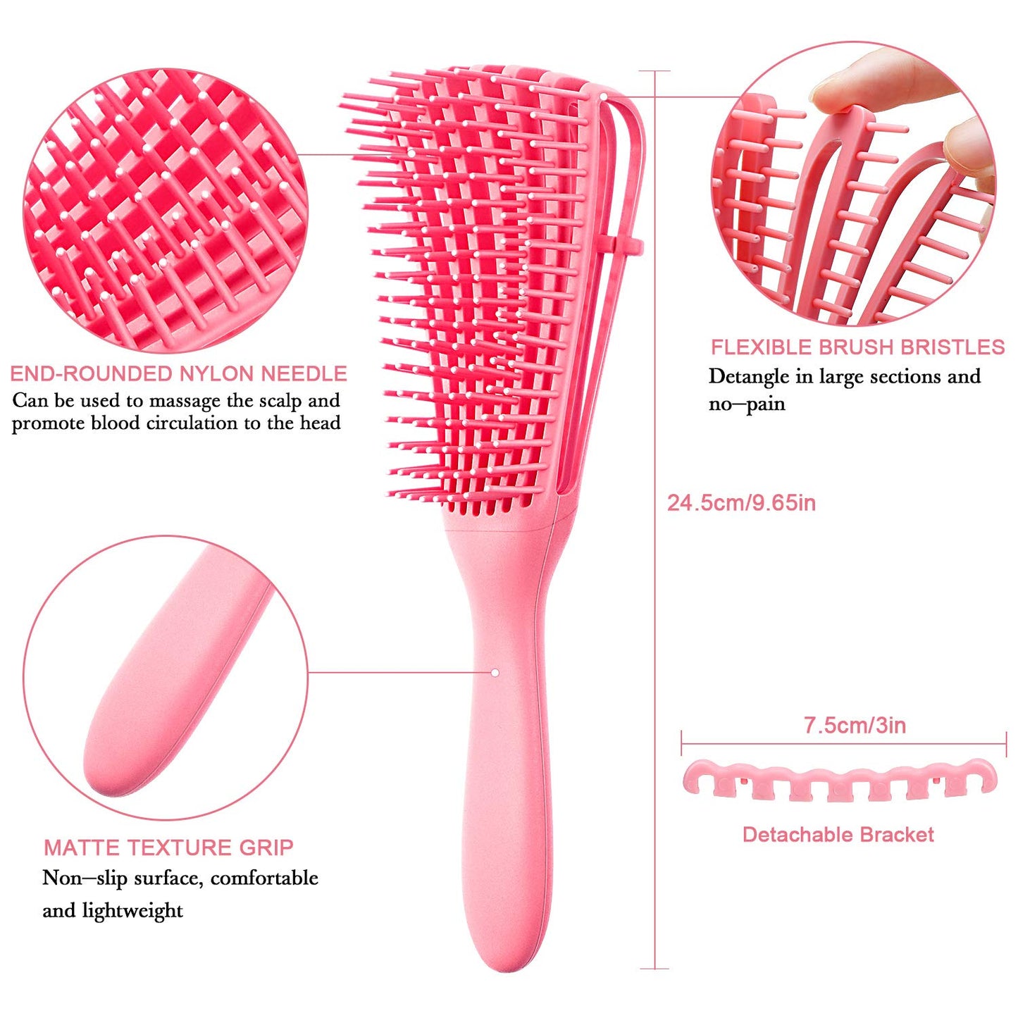 Luxora 2 Pieces Detangling Brush for Afro American Hair Textured 3a to 4c