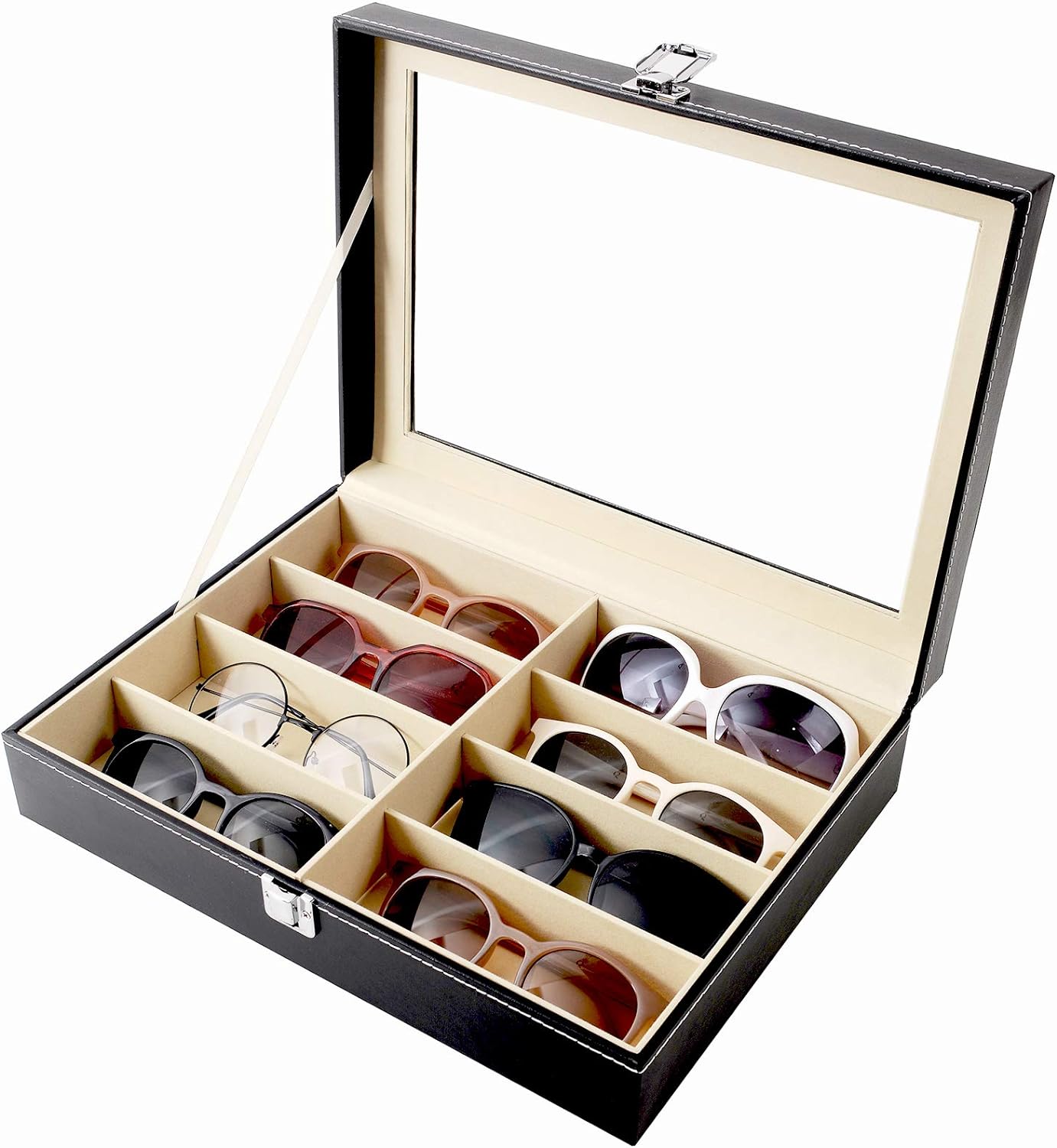 Luxora Sunglass Organizer Storage - 8 Slot Leather Case