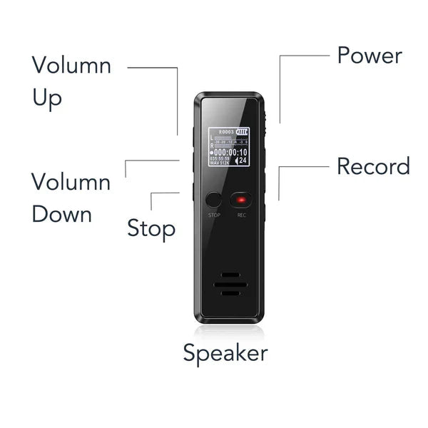 LuxRoyale Professional Digital Voice Recorder | Audio Sound Recorder | Auto Saving Files with Built-in Speaker