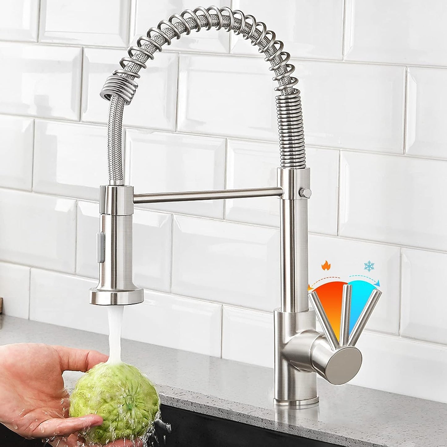 Luxora Single-Hole Spring Kitchen Faucet With Pull-Down Sprayer