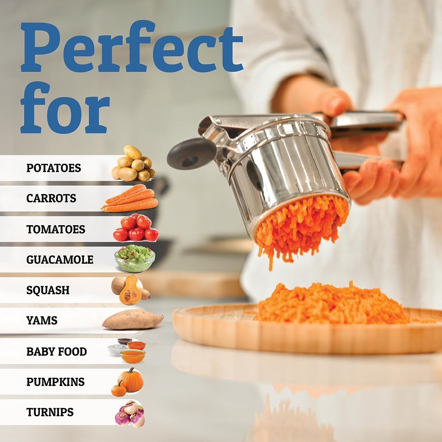 Royaleva Potato Ricer for Smooth Mashed Potatoes Easy Use