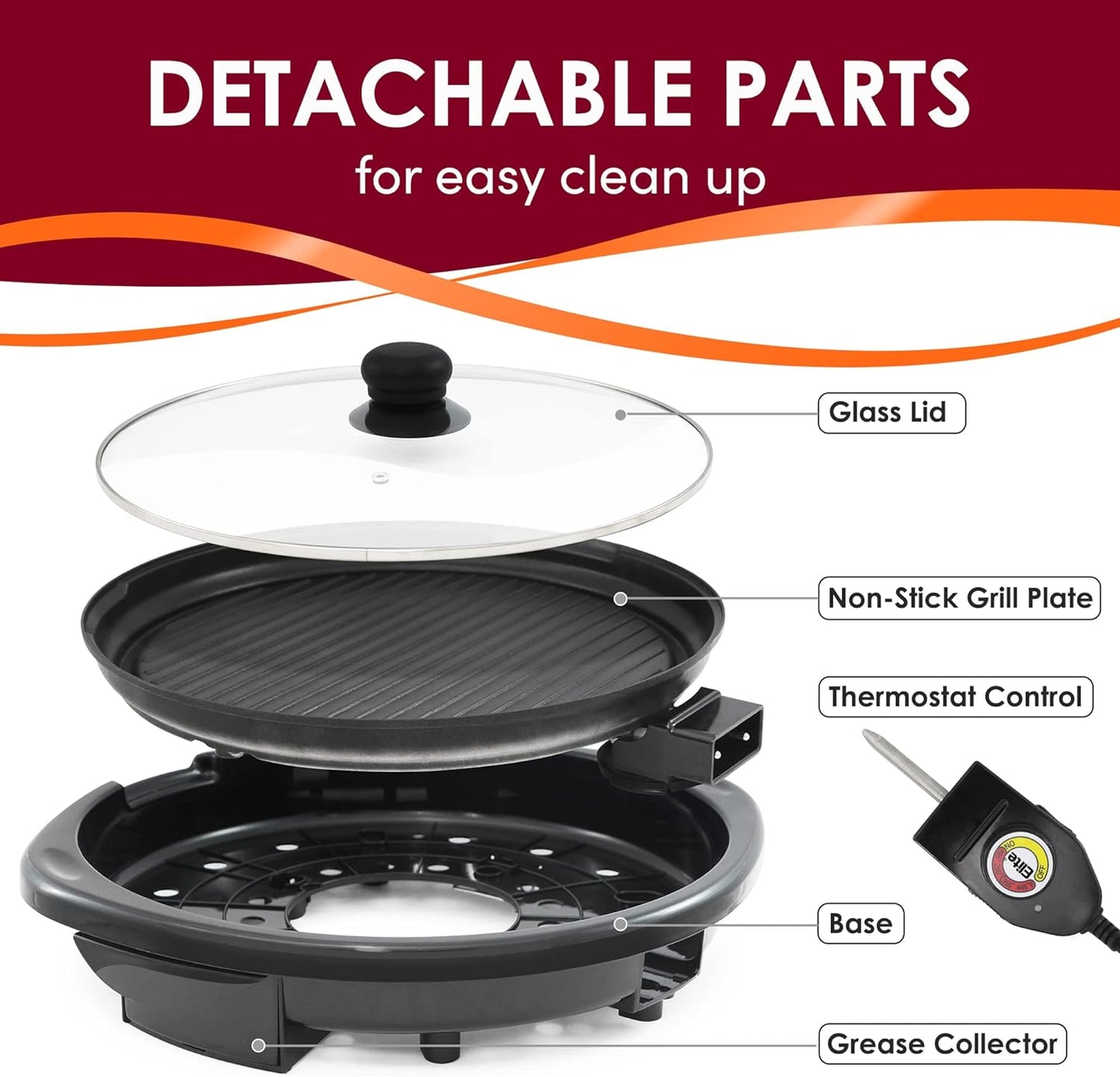 Royaleva Smokeless Electric Tabletop Grill Nonstick 14 Inch