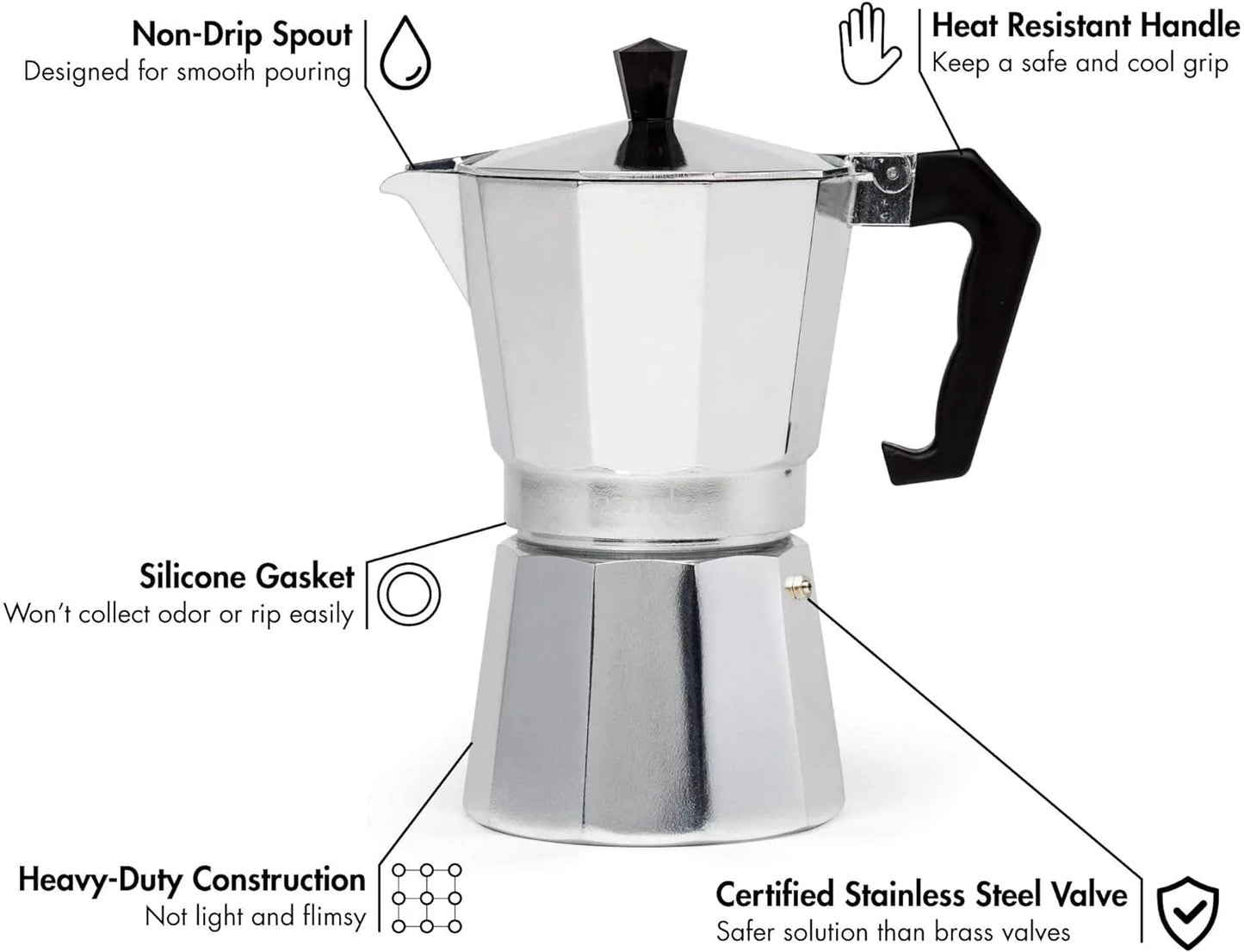 Royaleva Classic Stovetop Espresso Maker Moka Pot for Brewing