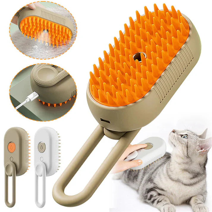 LuxRoyale Easy Groom Steam Brush for Stress-Free Cat Grooming