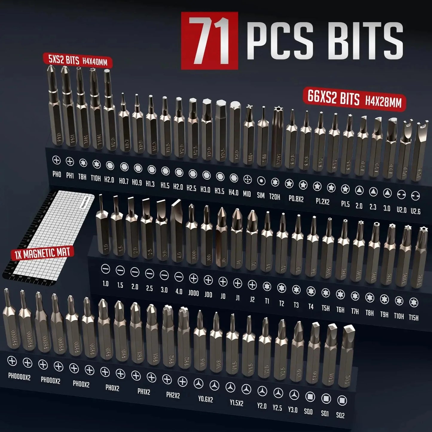 75 in 1 Precision Electric Screwdriver Set with 71 Magnetic Phillips Torx Bits 3 LED Lights Multifunctional Power Repair Tool 5