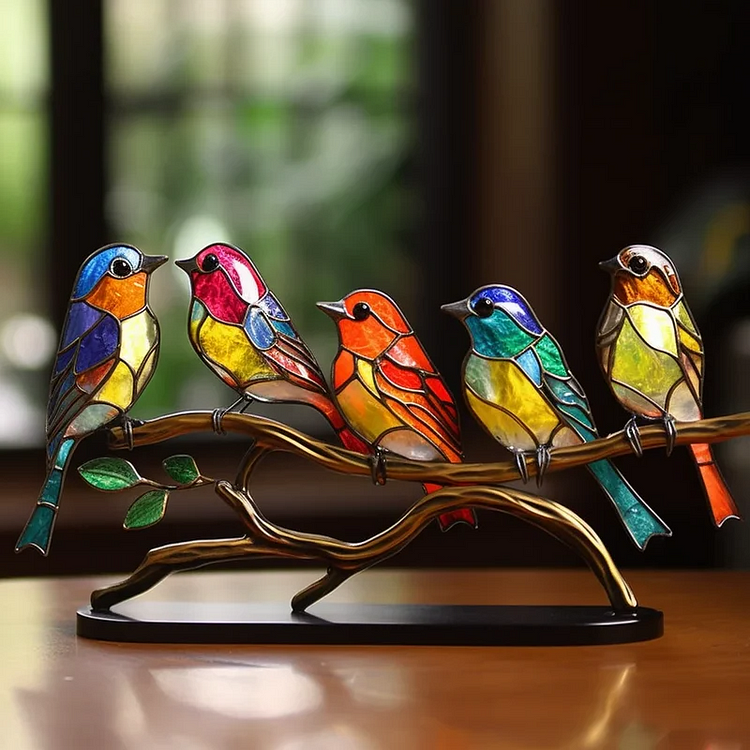 Luxora Colorful Birds on Branch Desktop Ornaments Decor