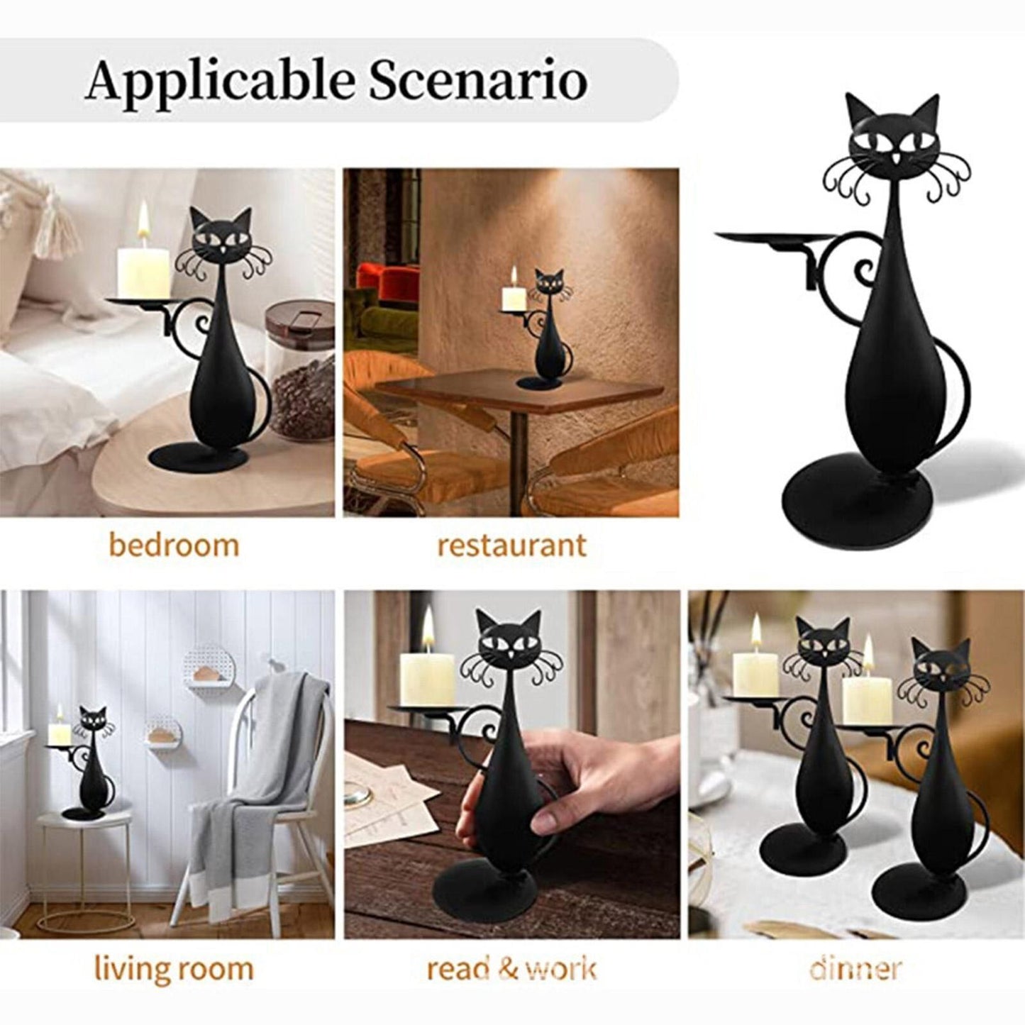 Royaleva Black Cat Candle Holder for Stylish Decor