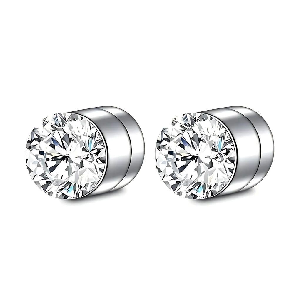 RoyaleGlow Premium Unisex Magnetic Crystal Design Stud Earrings