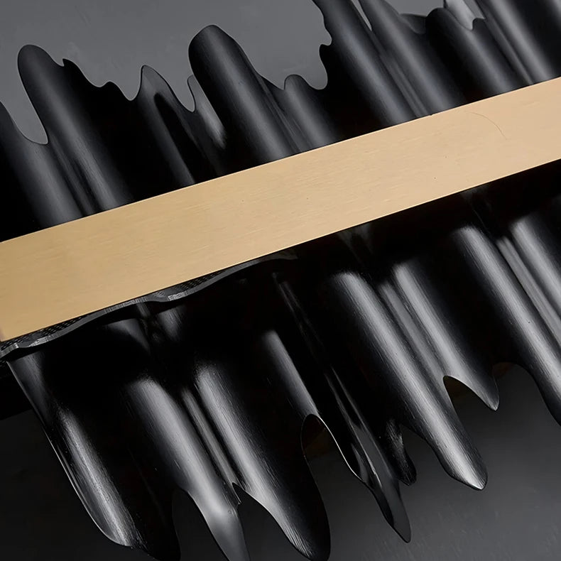 RoyaleGlow Linear Chandelier-Modern Dining Room Gold & Black Acrylic LED Light