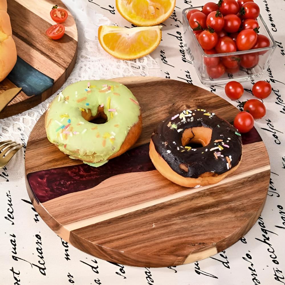 RoyaleGlow Artisan Epoxy Round Wood Chopping Board
