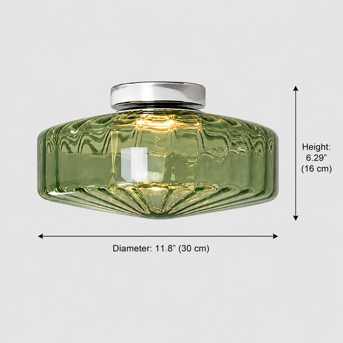 RoyaleGlow Modern Flush Mount Ceiling Light - Corrugated Glass LED Fixture
