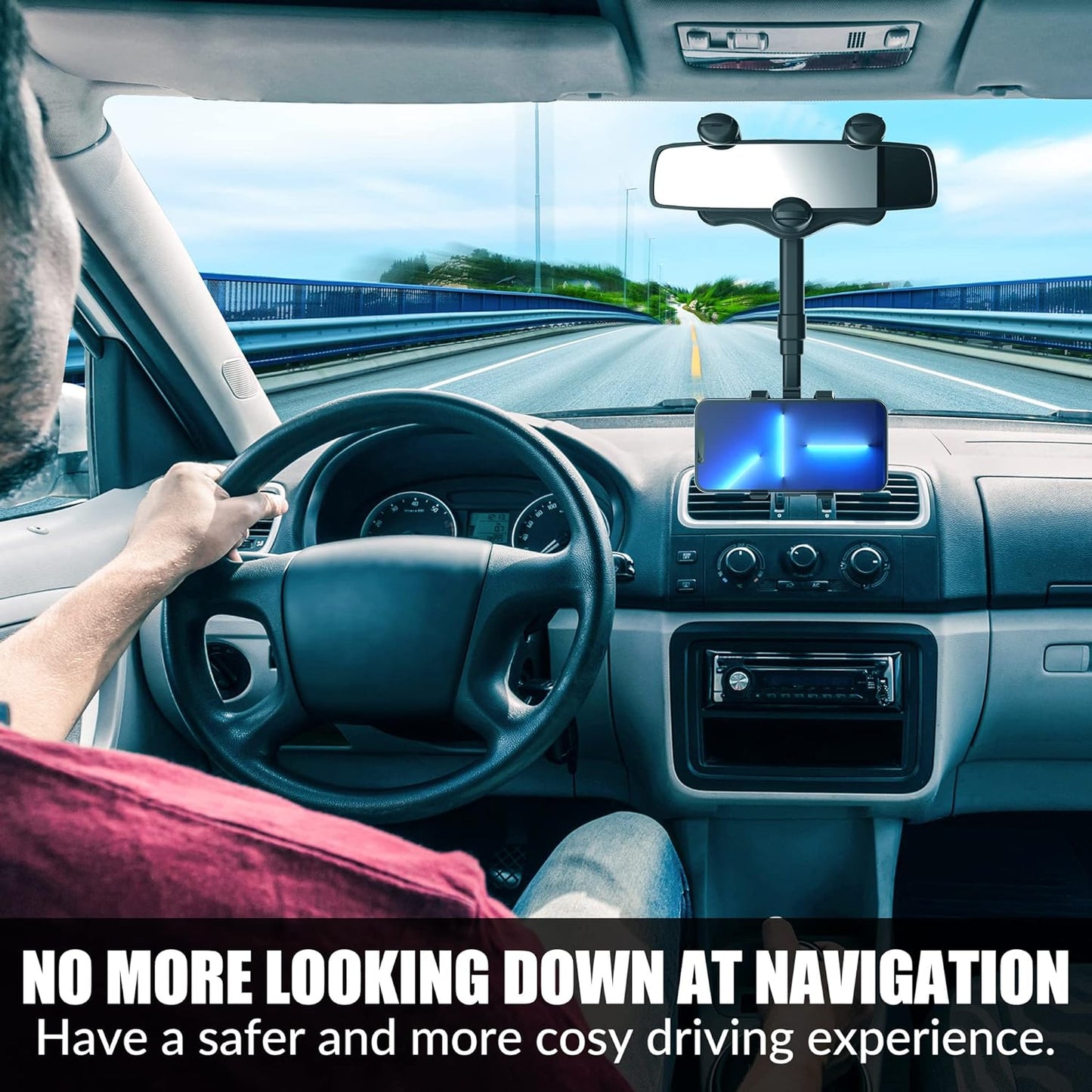 Royaleva Rearview Mirror Phone Holder with 360-Degree Rotation
