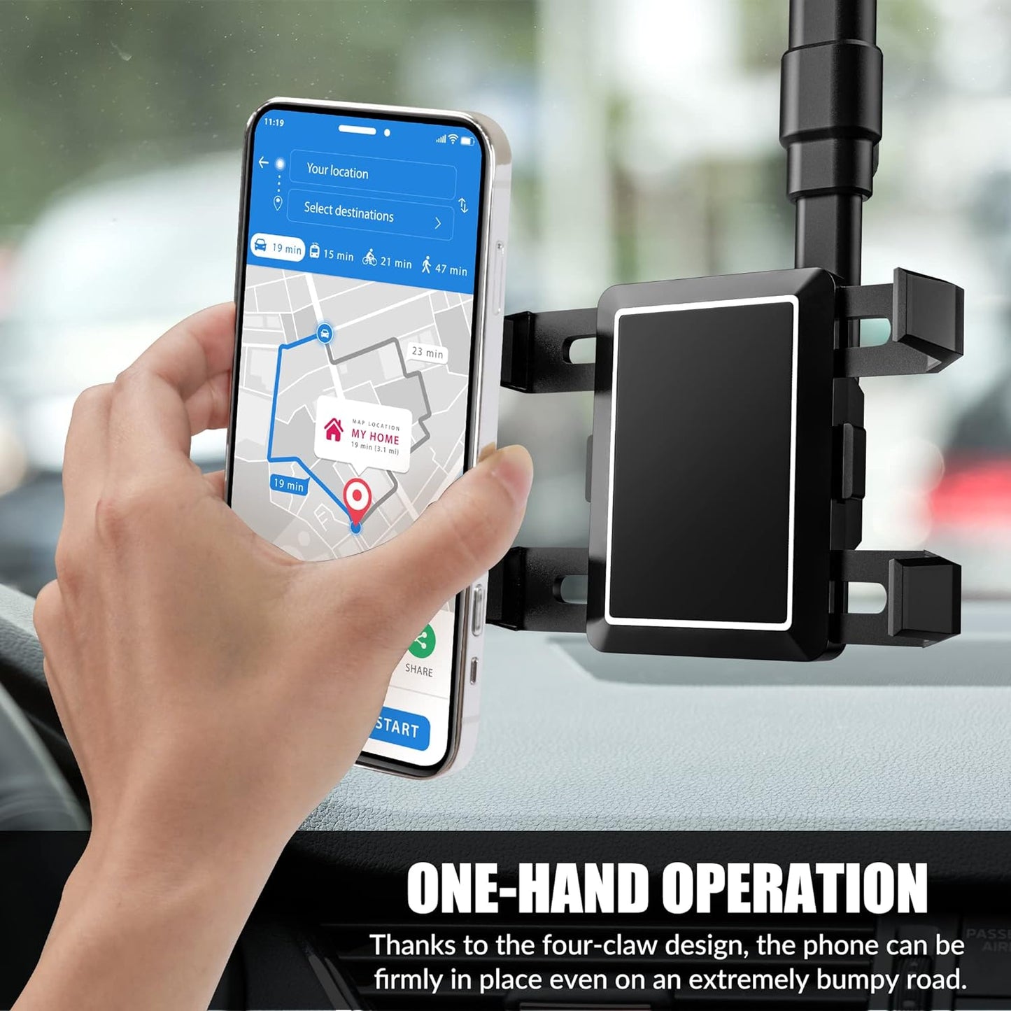 Royaleva Rearview Mirror Phone Holder with 360-Degree Rotation