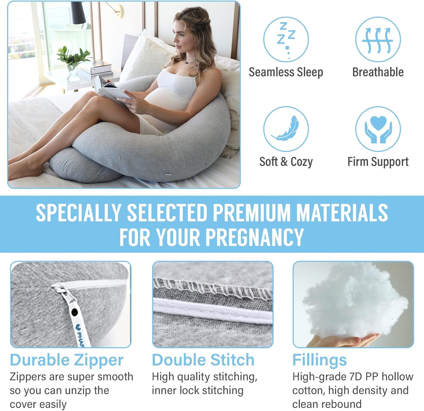 Luxora C Shaped Full Body Pregnancy Pillow for Comfort