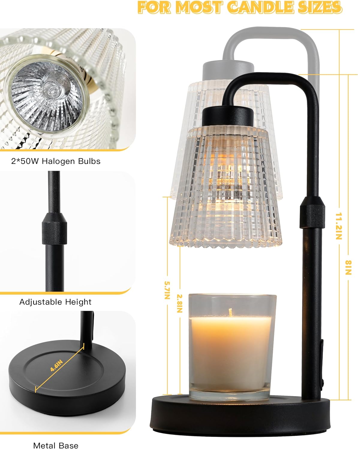RoyaleGlow Dimmable Candle Lamp Warmer with Timer