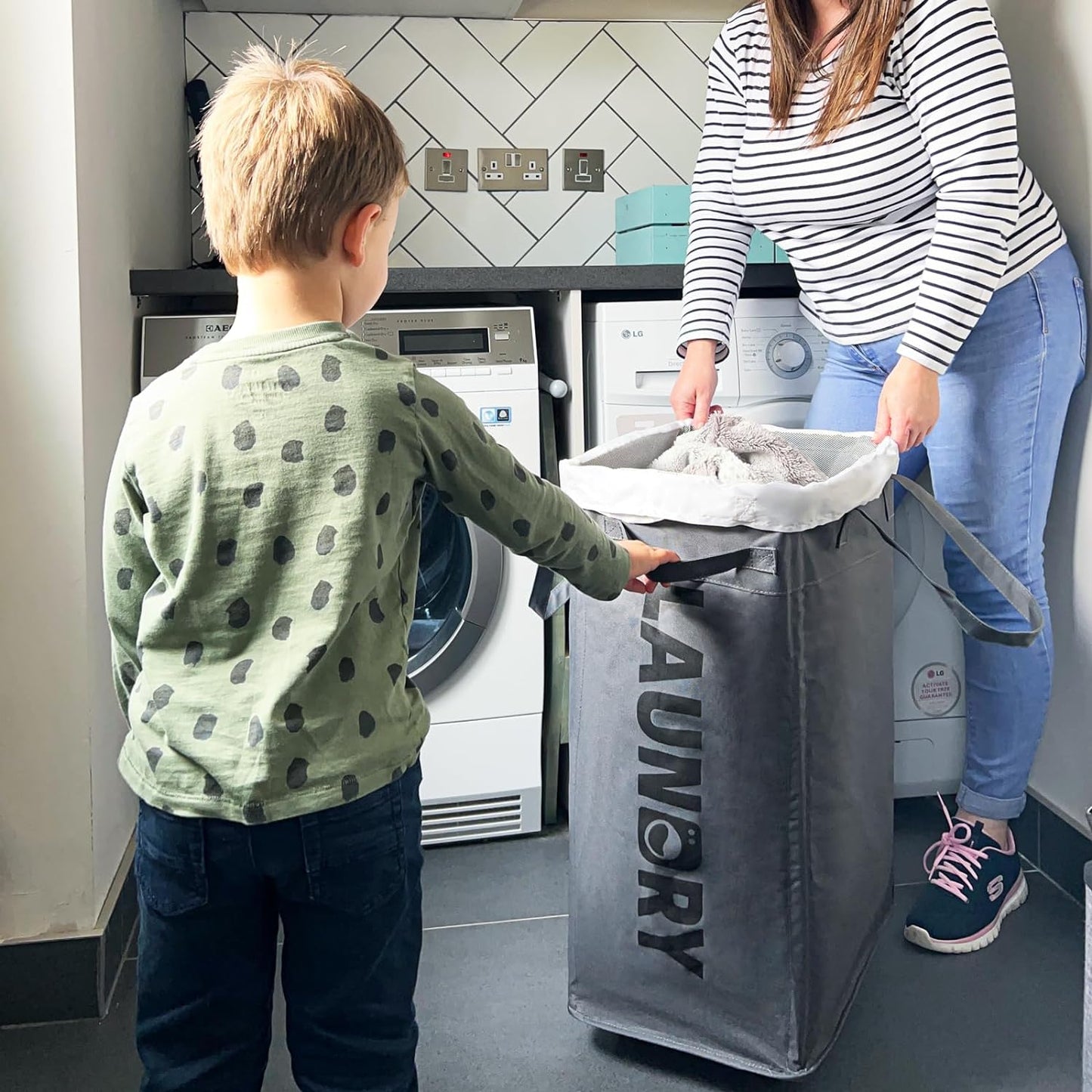RoyaleGlow 75L Collapsible Large Laundry Basket with Wheels