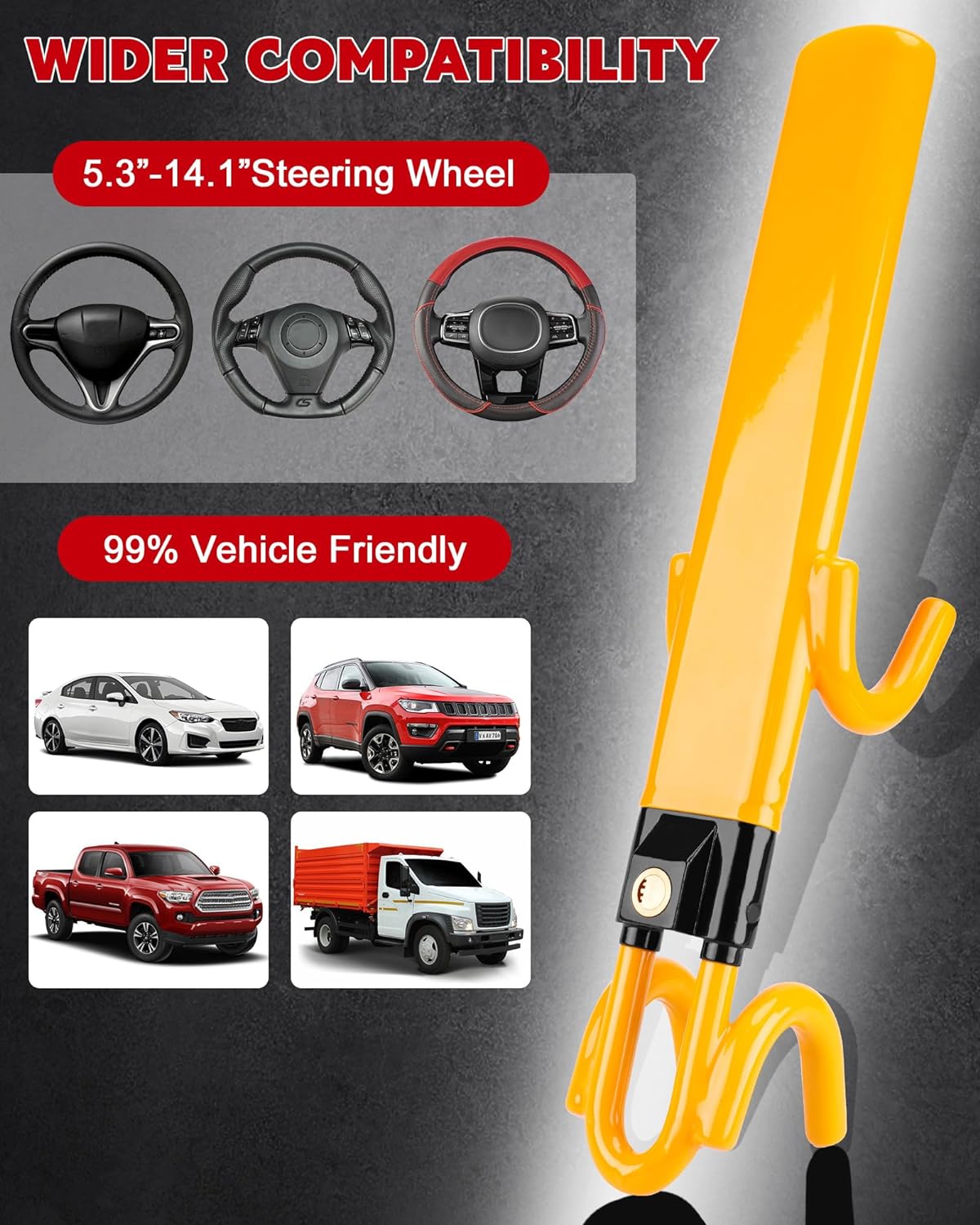 RoyaleGlow Car Steering Wheel Lock - High Visibility Security
