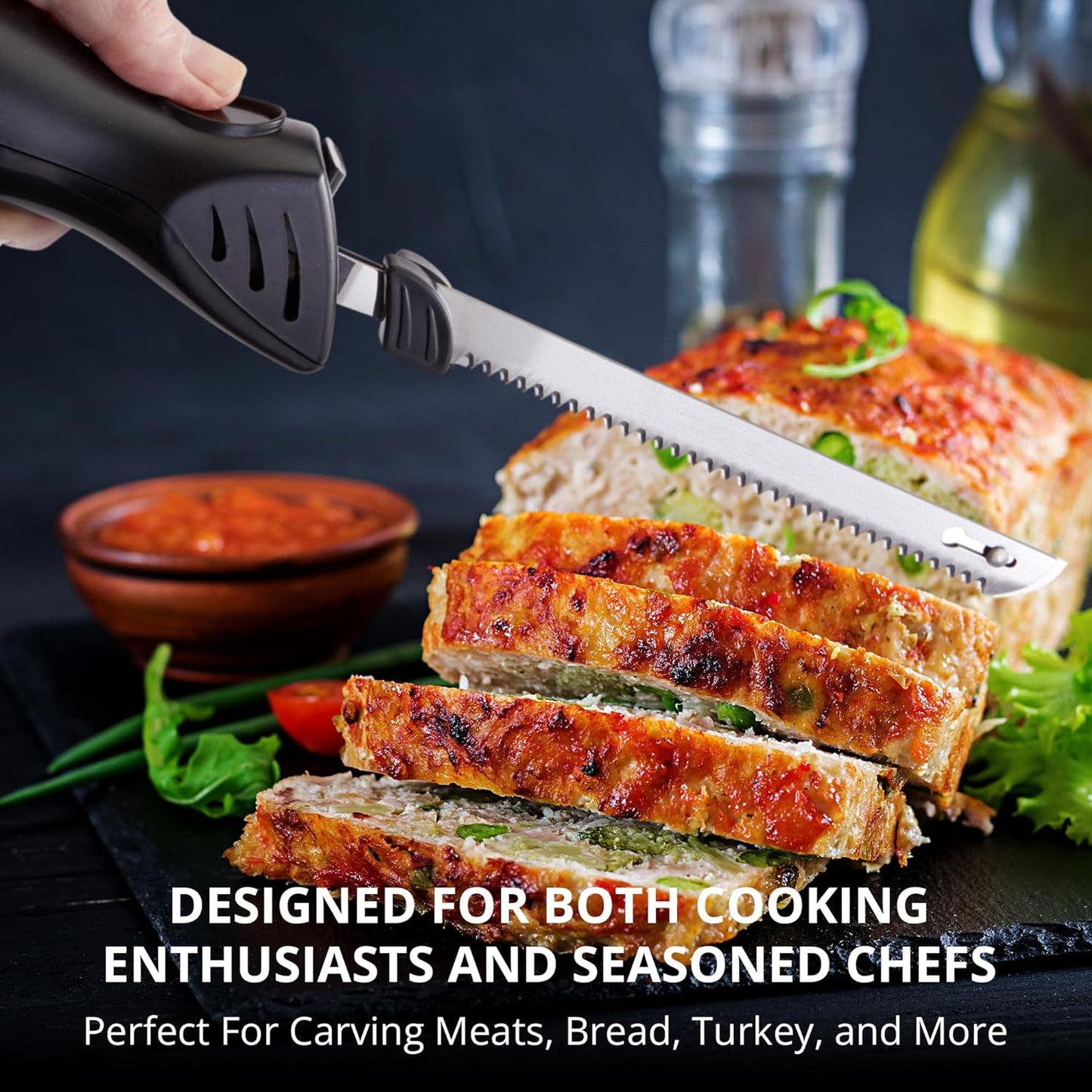 RoyaleGlow Electric Knife with Ergonomic Grip and Fork