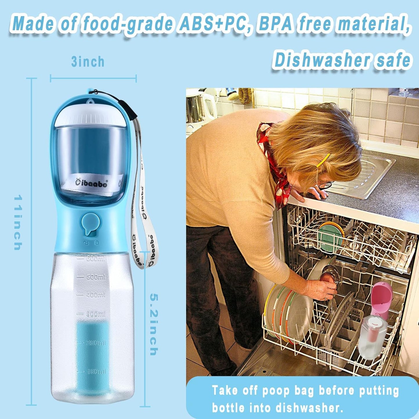 Luxora Dog Water Bottle With Food Container For Pets