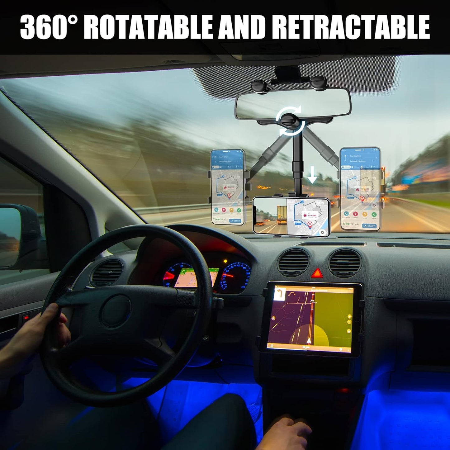 Royaleva Rearview Mirror Phone Holder with 360-Degree Rotation