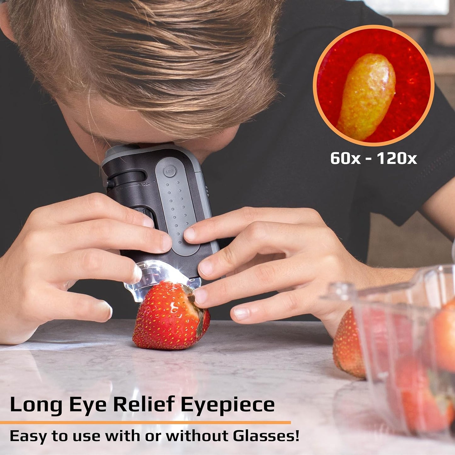 Royaleva Portable Handheld Pocket Microscope 60x-120x Magnification