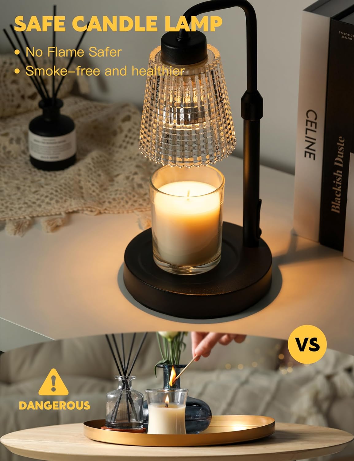 RoyaleGlow Dimmable Candle Lamp Warmer with Timer