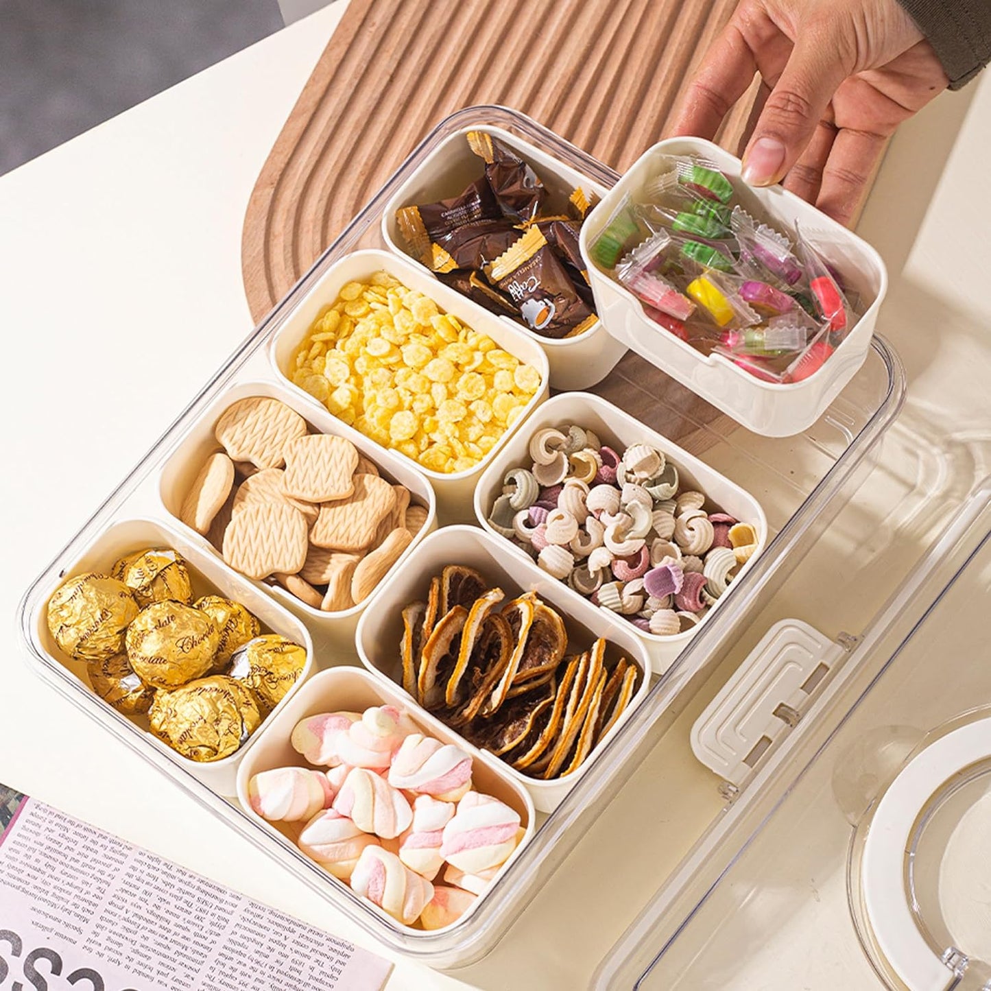 Royaleva 8 Compartments Divided Serving Tray With Handle