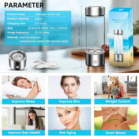 Luxora Hydrogen Water Bottle for Healthy Hydration 420ml