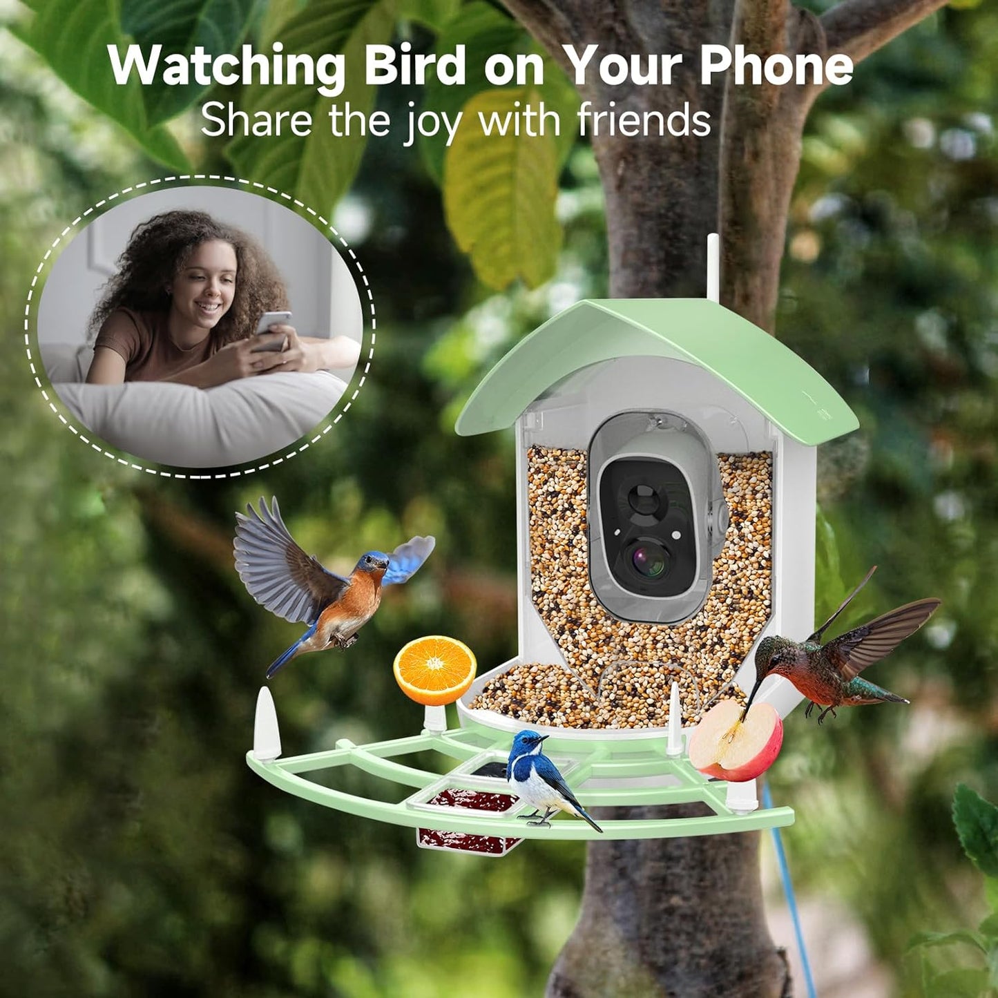 RoyaleGlow Smart Bird Feeder Camera with Night Vision