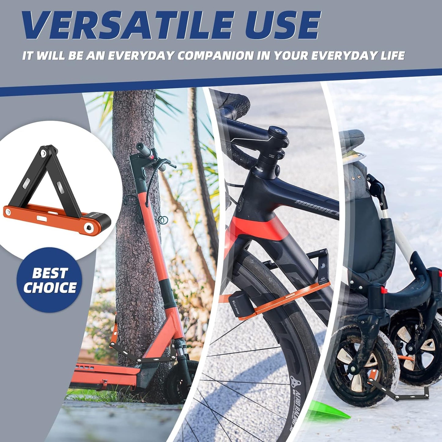 Luxora Portable Folding Bike Lock with 360 Degree Rotation