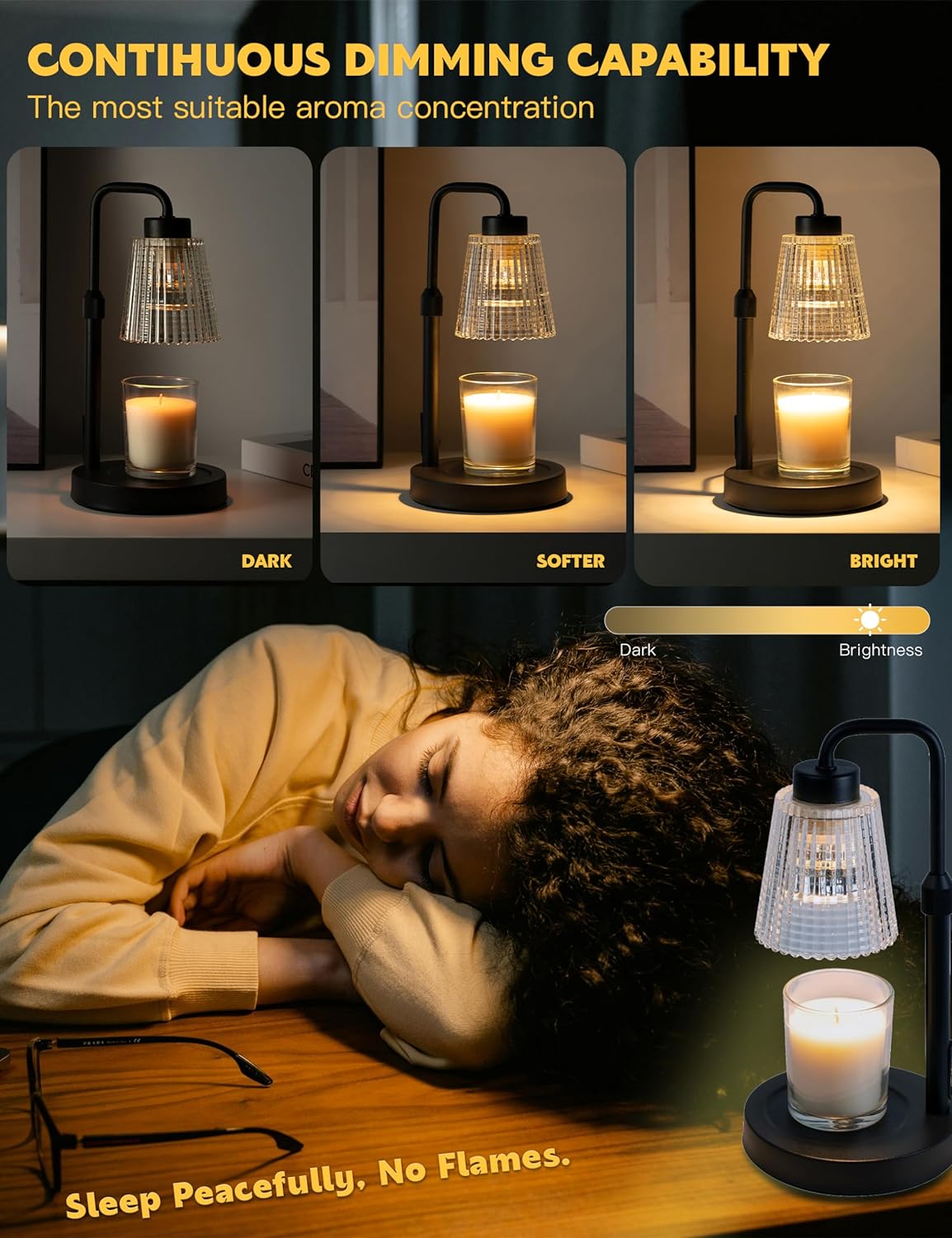 RoyaleGlow Dimmable Candle Lamp Warmer with Timer