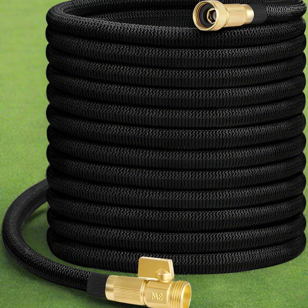 Expandable Strong Garden Hose with 3/4” Brass Fittings, Anti-Leak Design, Flexible 3750D Fabric, 3-Layer Latex Core – Lightweight, Kink-Free with Storage Bag