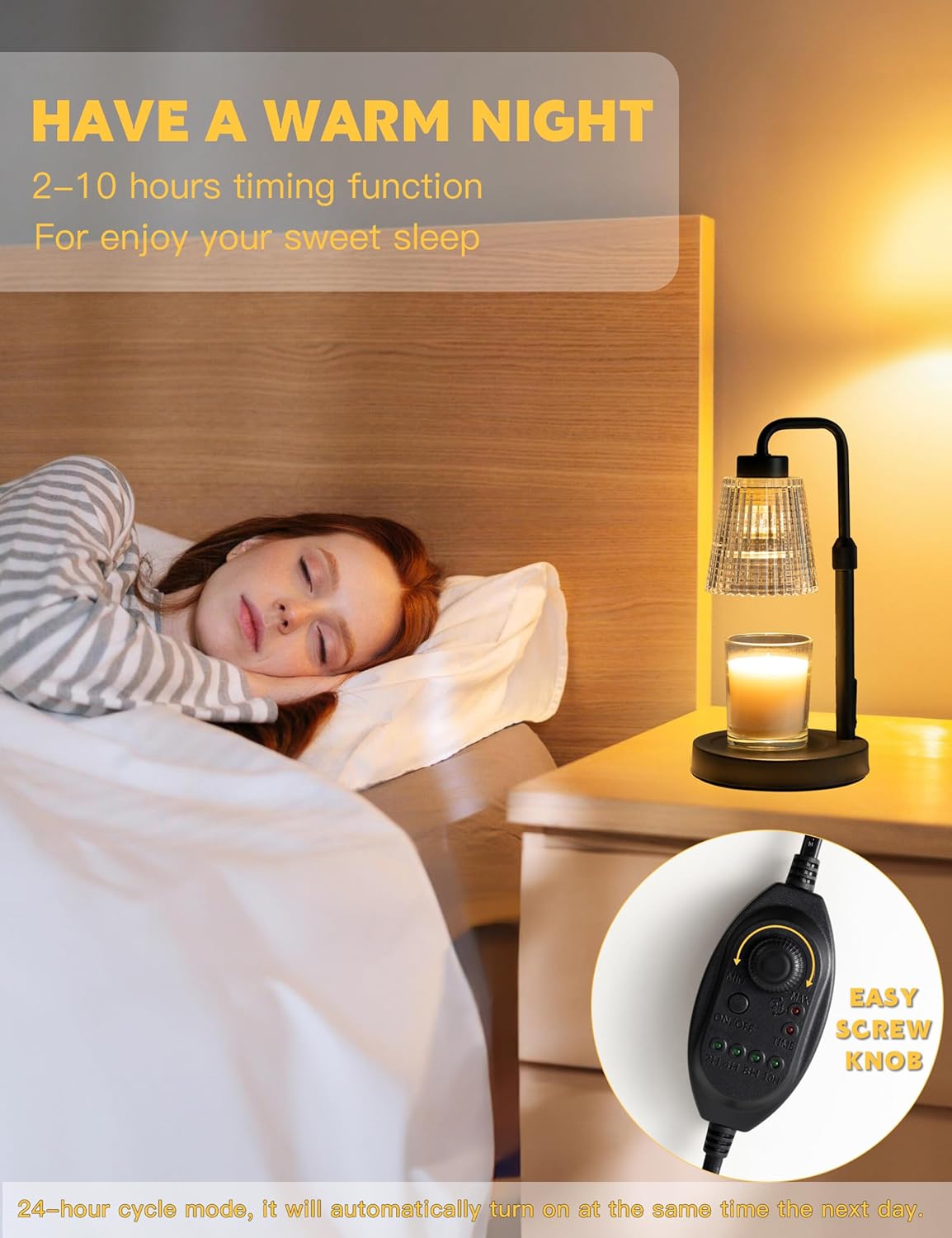 RoyaleGlow Dimmable Candle Lamp Warmer with Timer