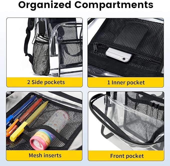 Royaleva Clear Backpack Heavy Duty for Secure Travel