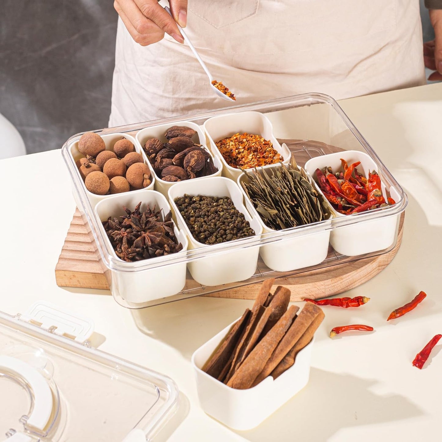 Royaleva 8 Compartments Divided Serving Tray With Handle