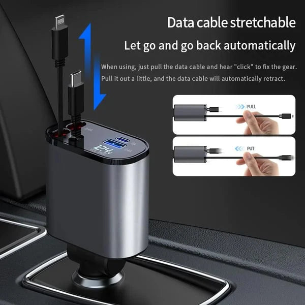 Royaleva Dual Port Charger Car Adapter with Type-C Cable