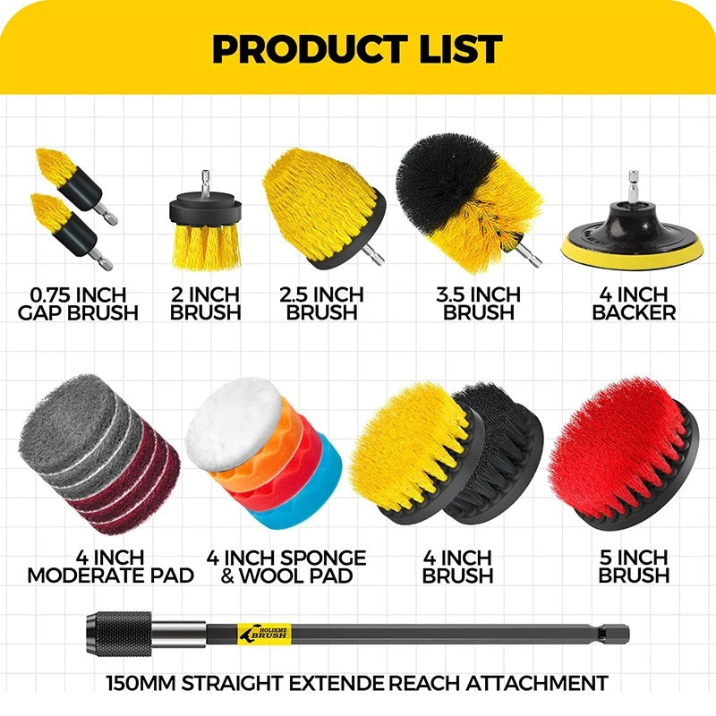 Royaleva Drill Brush Kit - 22 Piece Power Cleaning Set
