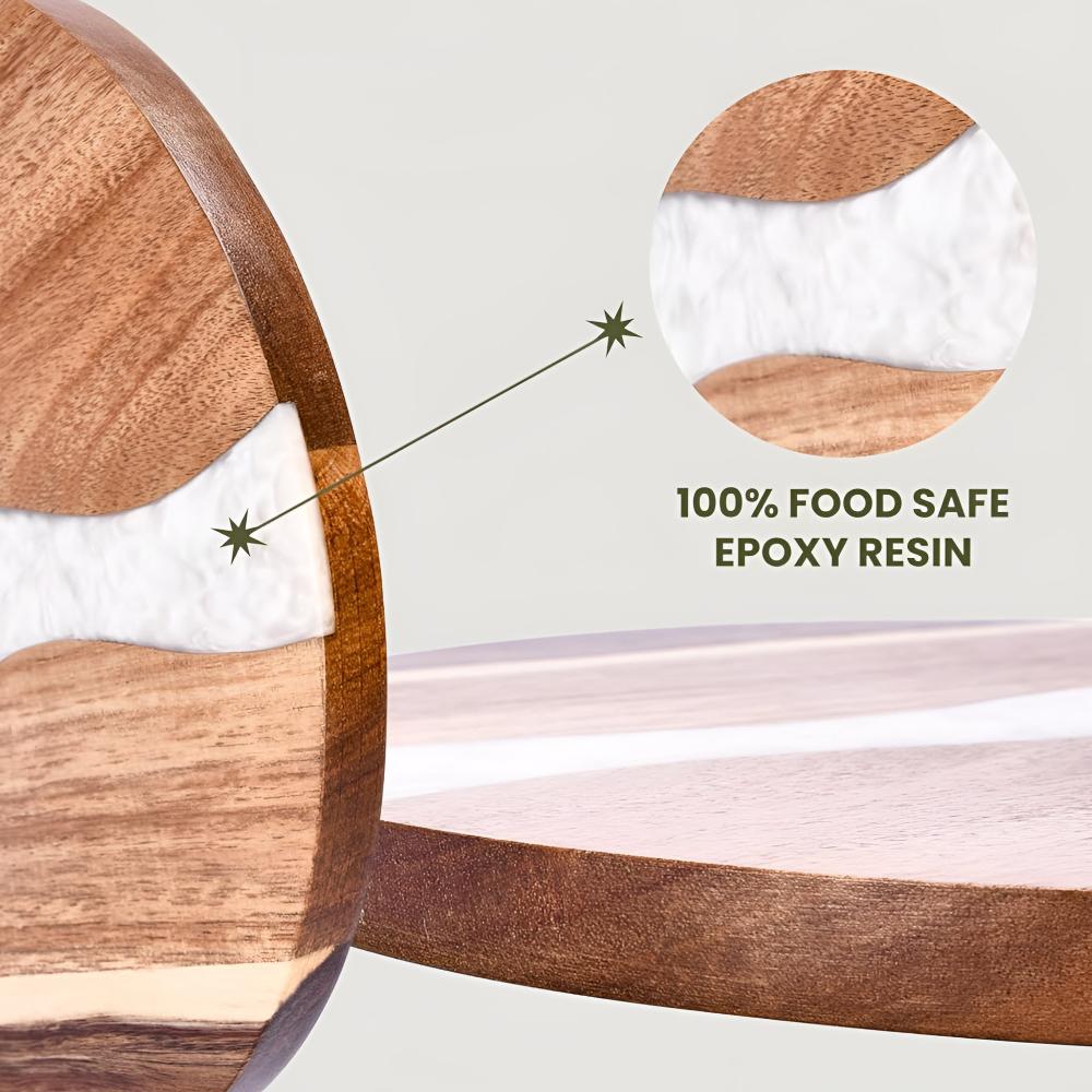 RoyaleGlow Artisan Epoxy Round Wood Chopping Board