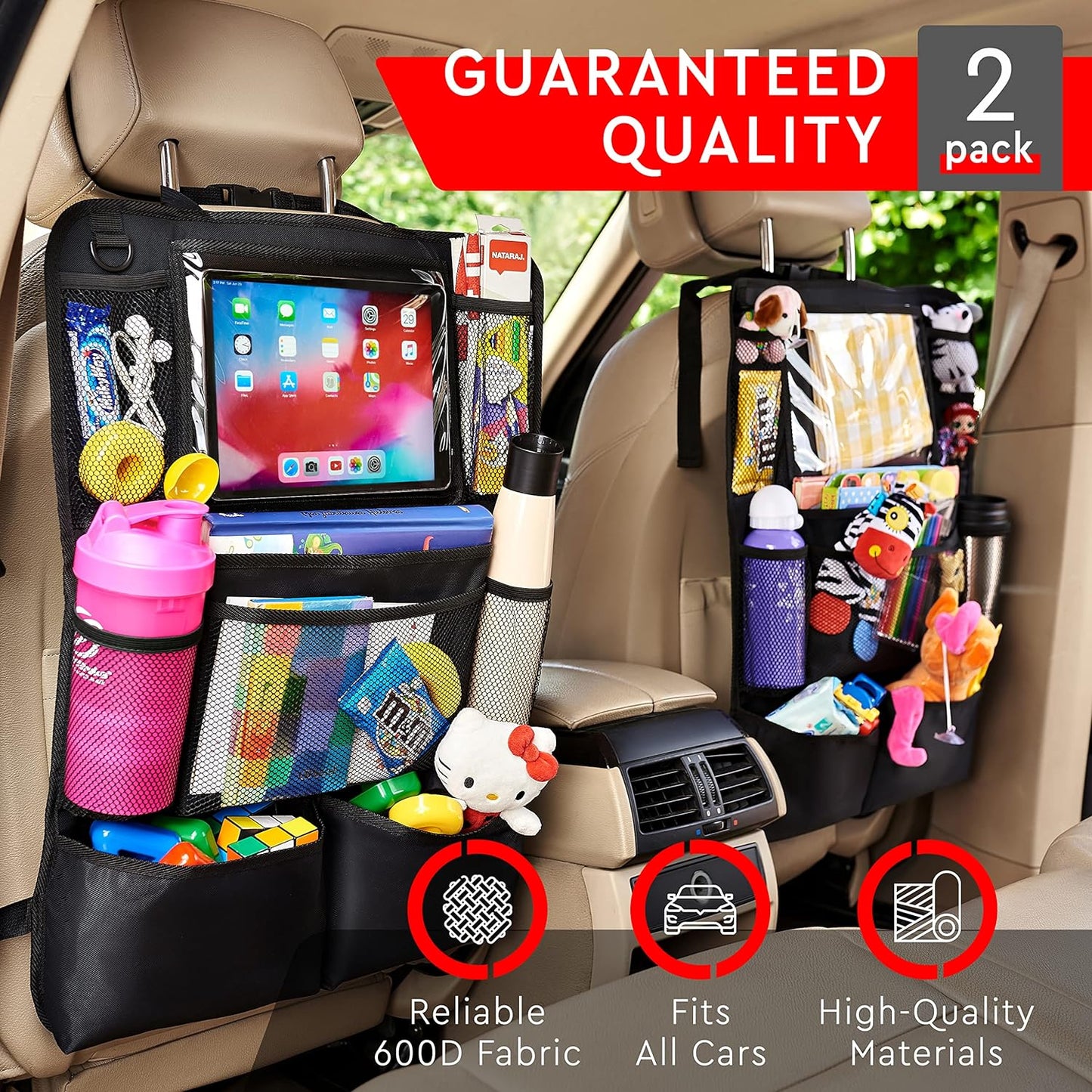 Luxora 2-Pack Car Backseat Organizer with Tablet Holder