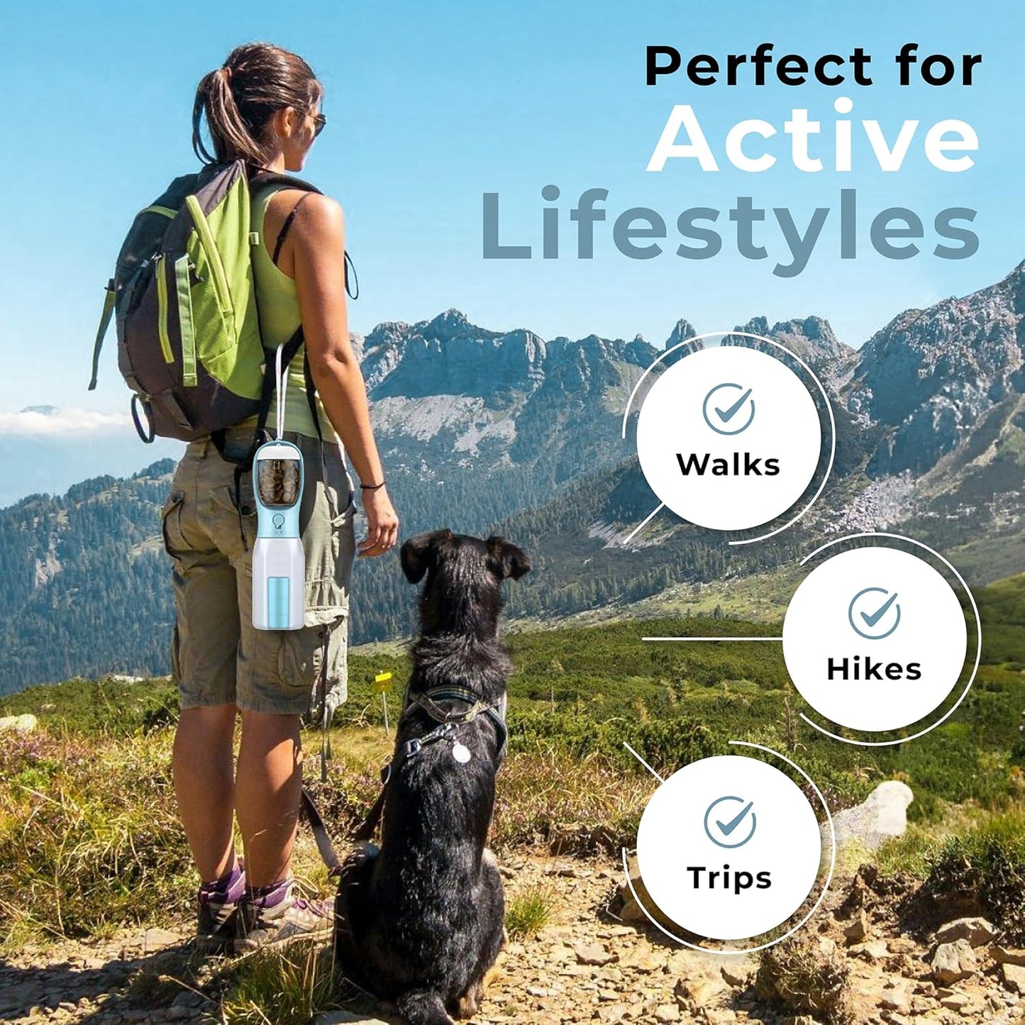Luxora Dog Water Bottle With Food Container For Pets