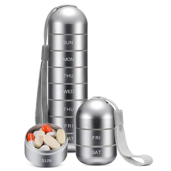 Luxora Aluminum 7 Days Portable Pill Organizer for Travel