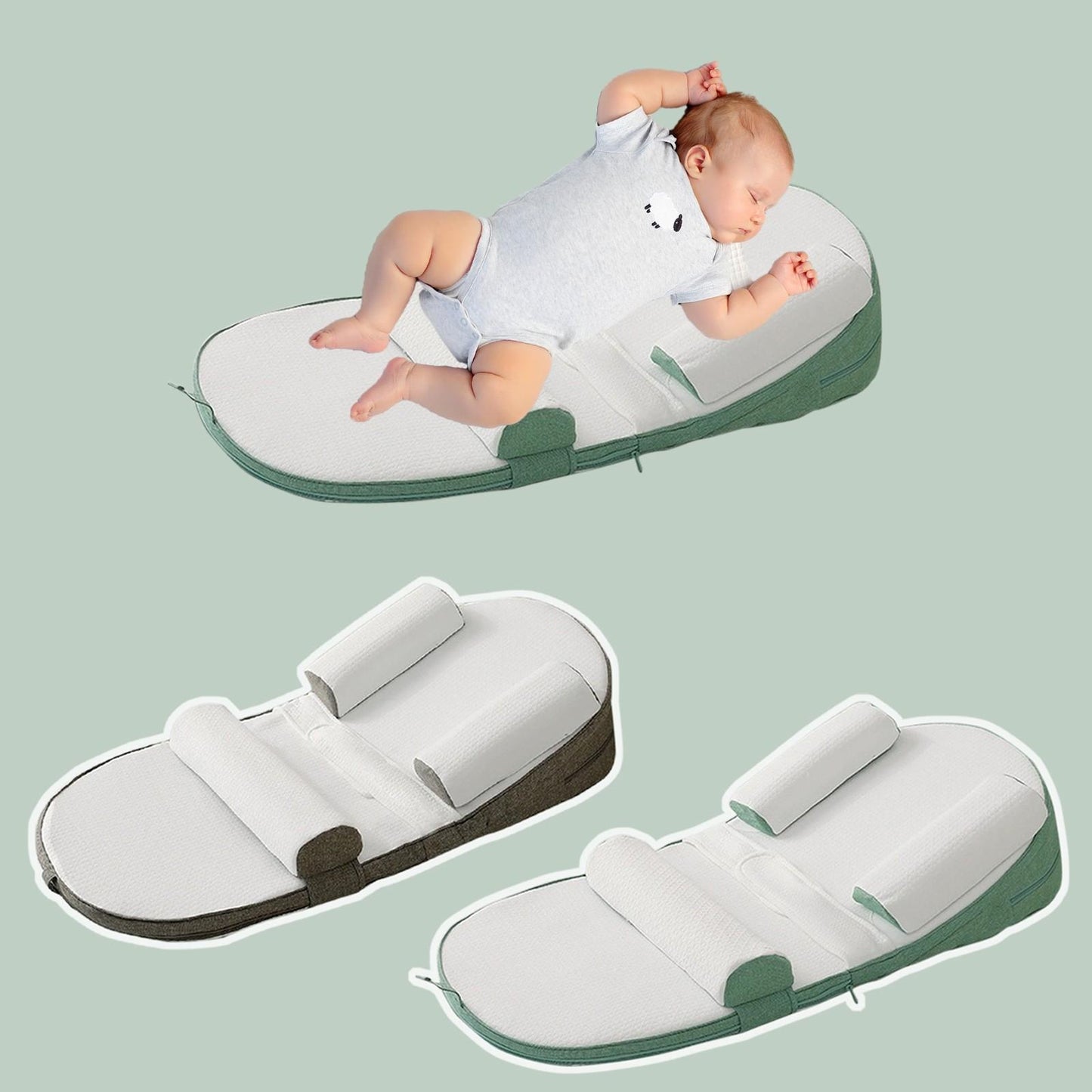 RoyaleGlow Baby Wedge Side Sleeping Pillow Bed Reflux Anti Roll Newborn Bed