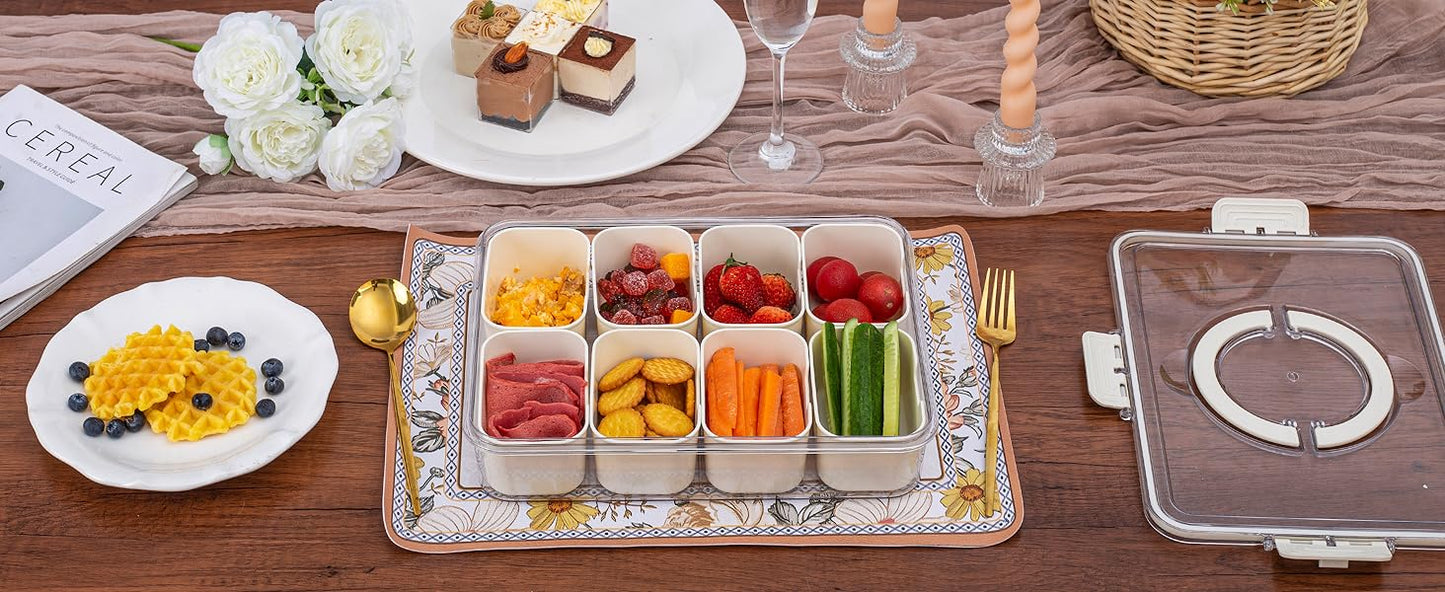 Royaleva 8 Compartments Divided Serving Tray With Handle