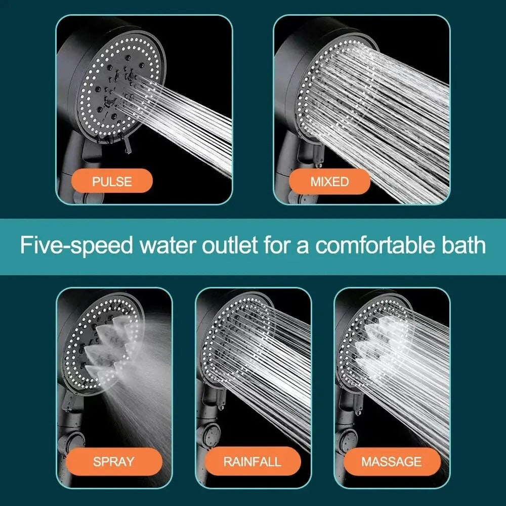 Luxora High Pressure Shower Head With Hose 5 Modes