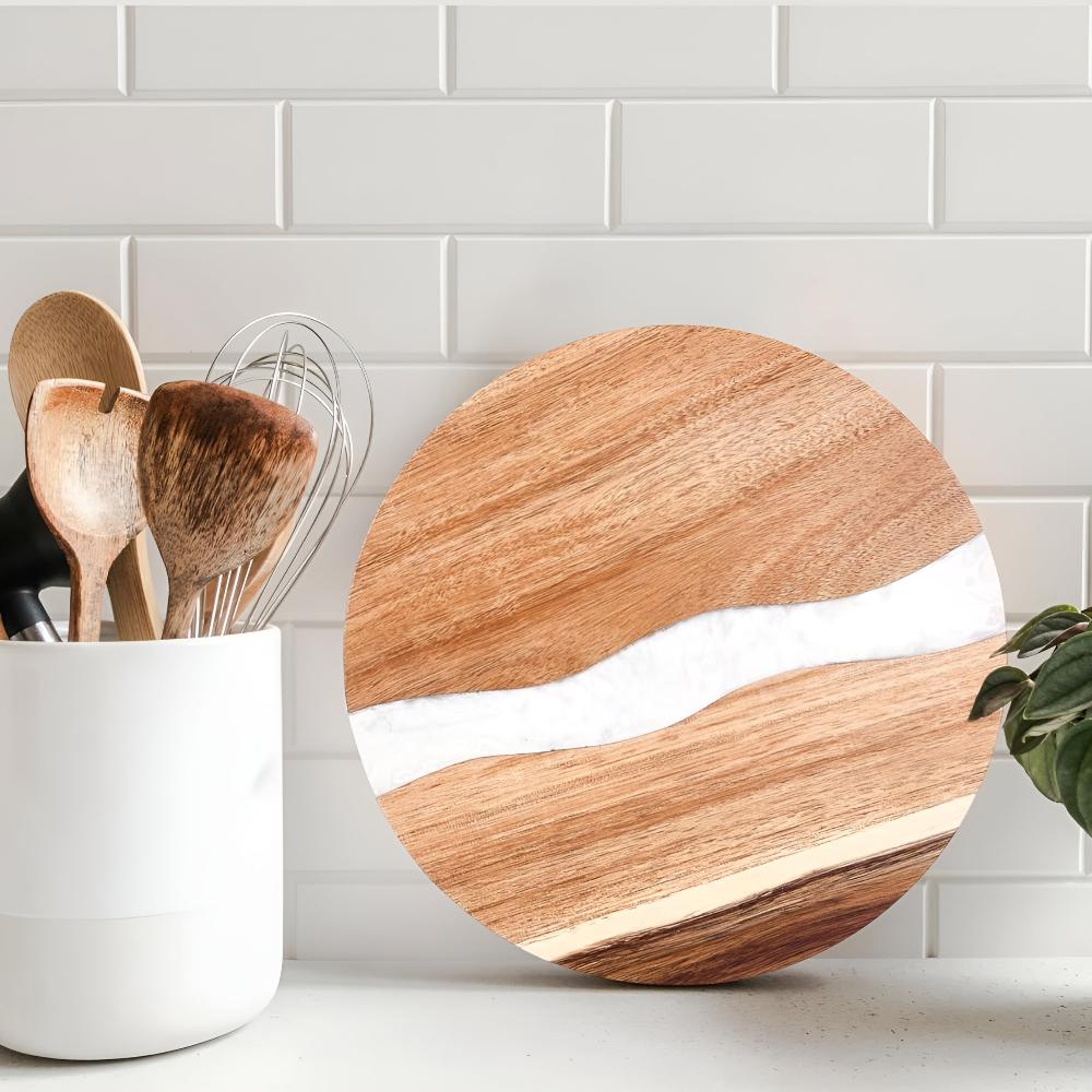 RoyaleGlow Artisan Epoxy Round Wood Chopping Board