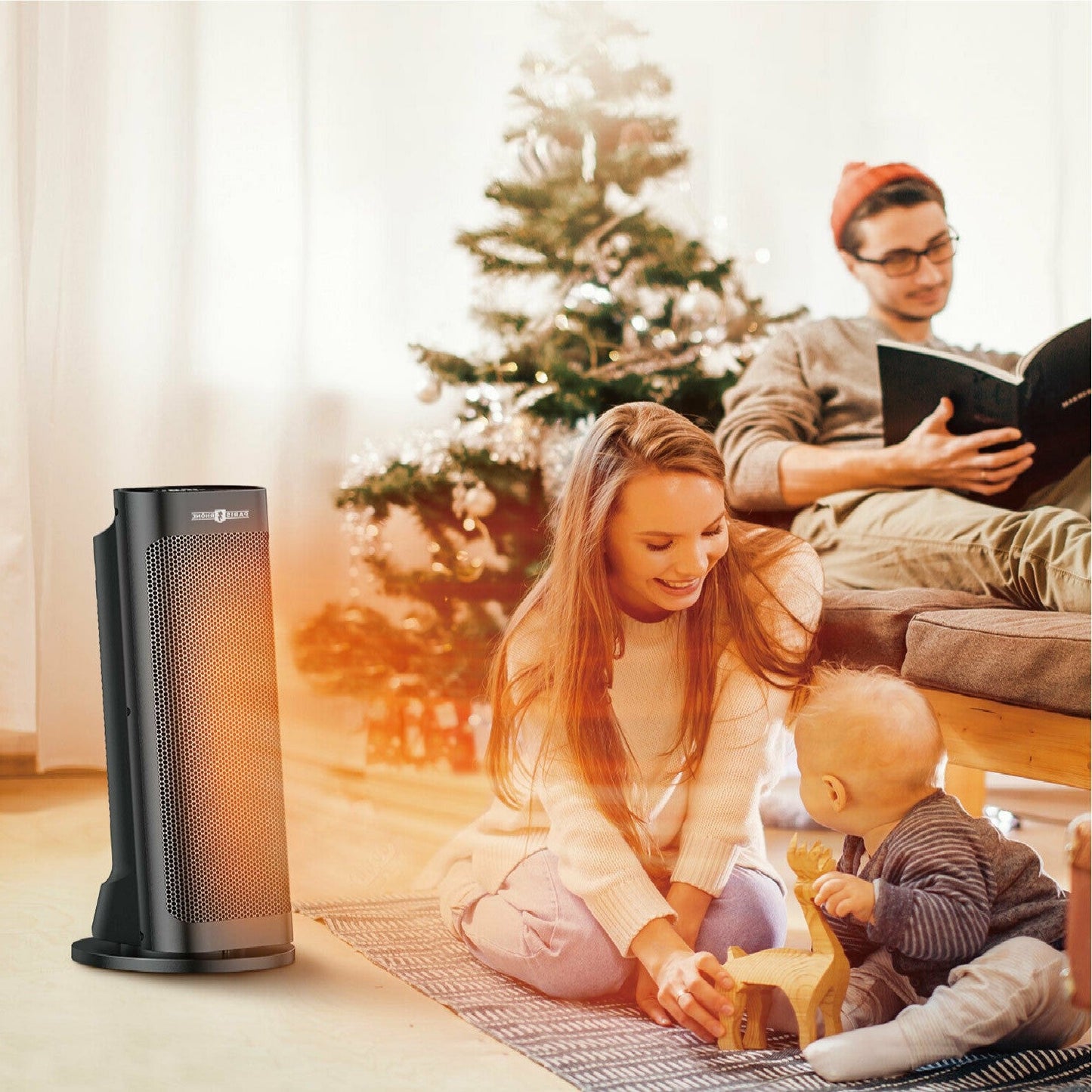 LuxRoyale Space Heater Indoor Portable Office Heater Adjustable Thermostat 1500W